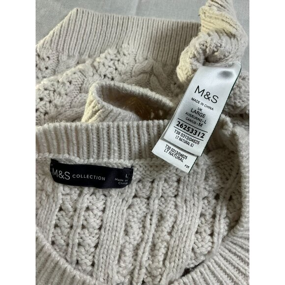 Cable Knit Crew Neck Knitted Vest / Jumper - Large - Picture 3 of 4